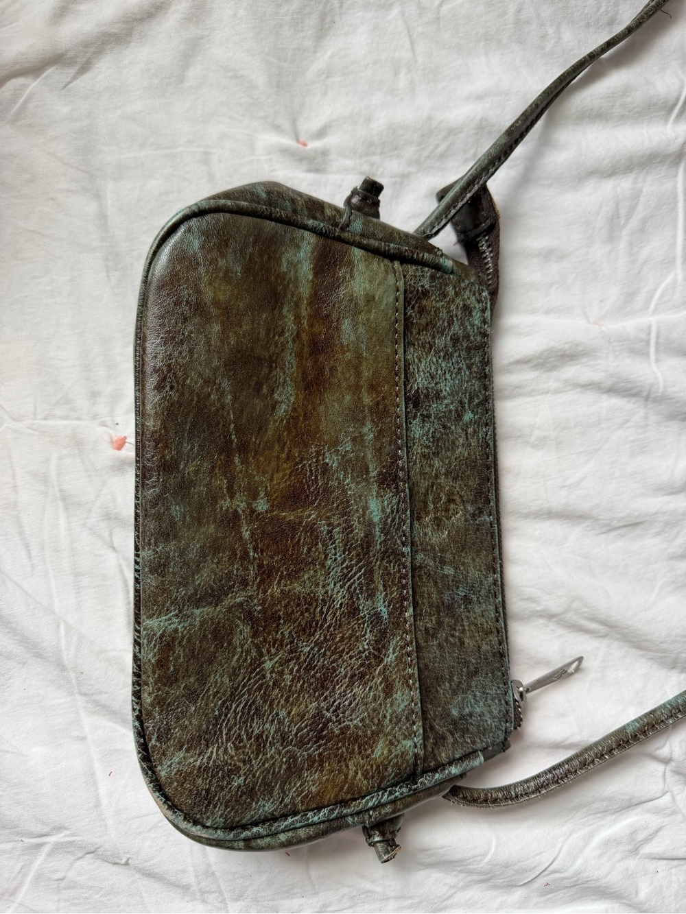 Patricia Nash Teal Brown Tooled Leather Crossbody Bag - Picture 5 of 7
